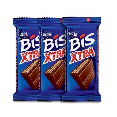 Imagem de Bis Xtra Original ao leite Lacta Kit com 3 unidades de 45g
