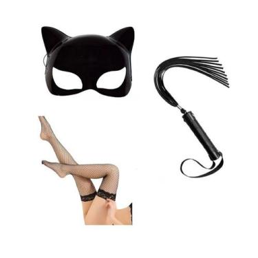 Imagem de Fantasia Mulher Gato C/ Mascara Chicote e Meia- 3 PÇS - CM Presentes e