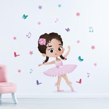 Imagem de Adesivo Infantil Bailarina Cabelo Castanho 70X48cm - Quartinhos