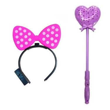 Imagem de Conjunto de Acessórios Infantis, Arquinho de Orelhas e Varinha Mágica 