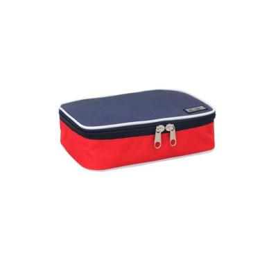 Imagem de Estojo Box LS Bolsas Azul com Vermelho e Branco com divisões Para Lápi