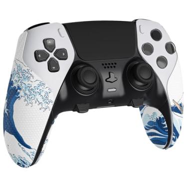 Imagem de PlayVital Anti-Skid Sweat-Absorbent Controller Grip for ps5 Edge Wireless Controller, Textured Soft PU Handle Grips Anti Sweat Protector for ps5 Edge Controller - The Great Wave off Kanagawa