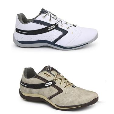 Imagem de Kit Combo 2 Pares-Tênis Sapatenis Masculino Philos West, Bege, Branco,