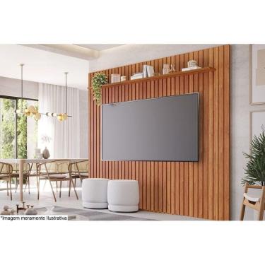 Imagem de Painel Home Para Tv Até 75 Pol Maragogi Ripado Com Prateleira 230x220cm Cinamomo - Permóbili