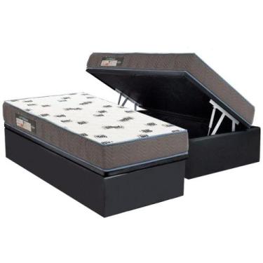 Imagem de Conjunto Box Baú Solteiro: Colchão Molas Ortobom D33 Light Saúde + Bas