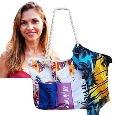 Imagem de Bolsa Praia Porta Garrafas Estilo Floresta + Canga Modelos Sortidos - 