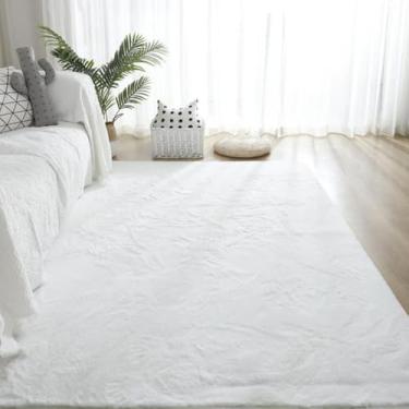 Imagem de Decoração moderna para casa, carpete artificial, sala de estar, macio, fofo, pelúcia, tapete, quarto infantil, carpete, cinza, branco, 50x80cm, 19,7x31 pol.