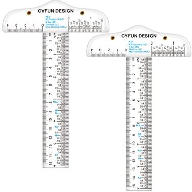 Imagem de 2 peças, régua em T transparente de acrílico em forma de T de 15 cm para esboço e layout geral, ferramentas de esboço, régua de escala para elaboração de régua de centralização zero com ferramenta de