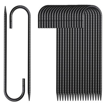 Imagem de MSWY Estacas de vergalhão de 30,5 cm, pacote com 20, gancho J, estacas de terra, para serviço pesado, âncoras galvanizadas, estacas de metal para barraca de arame, formação de concreto, trampolins,