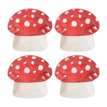 Imagem de UP Louça, 4 peças, pratos de melamina, sobremesa, aperitivo, pratos de jantar, pratos pequenos, pratos de festa, prato redondo para sobremesa, lanche, frutas, acompanhamentos (cogumelo)