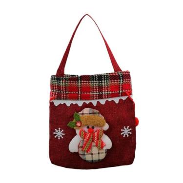 Imagem de harayaa Sacola de Presentes de Natal Sacola de Guloseimas Sacola de Bonecas Sacola de Presentes de Aniversário Bolsa com Cordão, Boneco de Neve