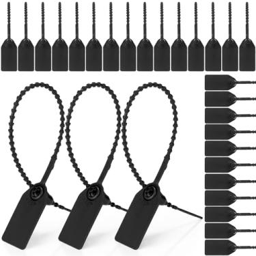 Imagem de Nuanchu 500 peças de vedação de plástico para extintores de incêndio, etiquetas de segurança em branco, laço de vedação de caminhão de reboque autotravante, 250 mm de comprimento (preto)