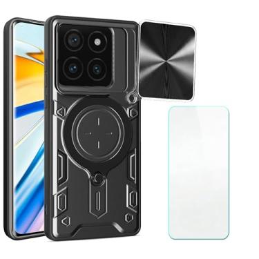 Imagem de CWEIYUSHU Capa compatível com Xiaomi 14T Pro 5G, compatível com Xiaomi 14T Pro 5G [protetor de tela] [PC rígido + silicone macio][suporte de anel] bla