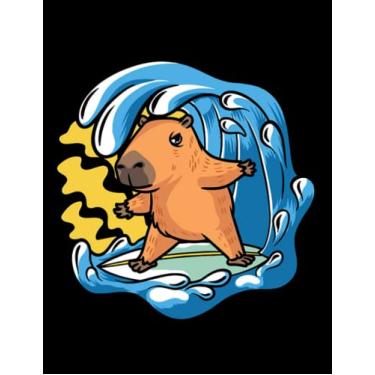 Imagem de Capybara Lover Capybara Rodent Beach Surfing Waves Notebook: Print Notebook Blank