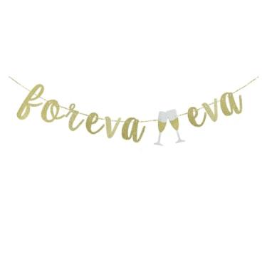 Imagem de SUBOOCA Foreva Eva Banner, placa de papel com glitter dourado para casamento, noivado, despedida de solteira, dia dos namorados, decoração de guirlanda