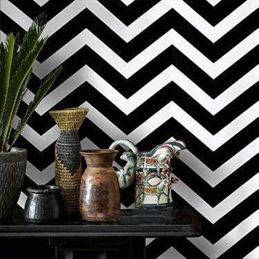 Imagem de Papel de parede de 43,3 x 199,8 cm, papel de contato preto e branco, papel de parede removível, papel de contato autoadesivo, impermeável, decorativo, para cobertura de parede, armários, prateleiras