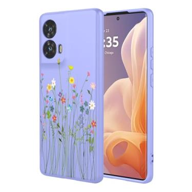 Imagem de HTXWXJC Capa de telefone para Moto G85, Motorola G85 XT2427-3 capa à prova de choque flexível bumper TPU capa macia padrão flor capa de telefone para Motorola Moto G85 flor roxa