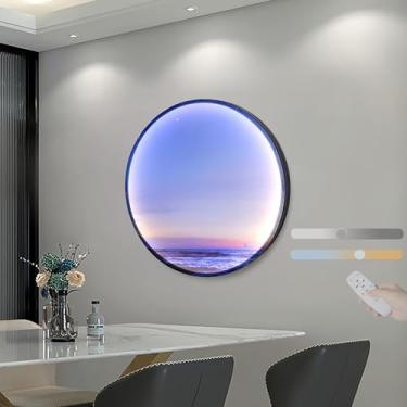Imagem de Luminária de parede redonda com controle remoto, 3 cores, regulável, moderna, LED, iluminação noturna, para ambientes internos, montada na parede, luminária de teto, aparência, arte de pared