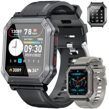 Imagem de Relógio Smartwatch Masculino Fitness Tracker: Militar Relógios Inteligentes Digitais Mens Fazer/Responder Chamada Correndo À Prova D' Água Smart Watch Android Telefones iPhone Samsung Compatível