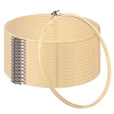 Imagem de GNIEMCKIN Conjunto de 15 Bastidores de Bambu para Bordado, Anéis de Ponto Cruz Ajustáveis de 12" A Granel para Bordado, Costura e Artesanato, com Mecanismo de Fácil Afrouxamento e (15 Pcs 12 Polegadas