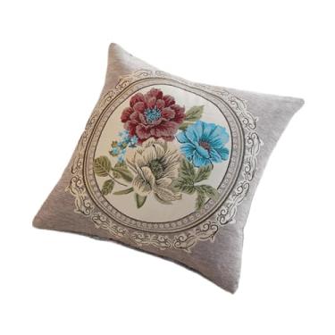 Imagem de FLCPJGV Capa de almofada decorativa floral, capa de almofada moderna e macia com zíper, sofá, quarto de hóspedes, decoração de casa, 45cm, Cinza