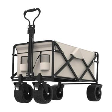 Imagem de carroça Carrinho de vagão com rodas, vagão utilitário dobrável para mercearia com saco de pano de armazenamento, carrinho de praia para transporte de cargas dobrável