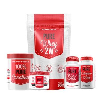 Imagem de Kit 100% Pure Whey 900g + Creatina Crea+Tech 96g + Pré Treino Uva 100g