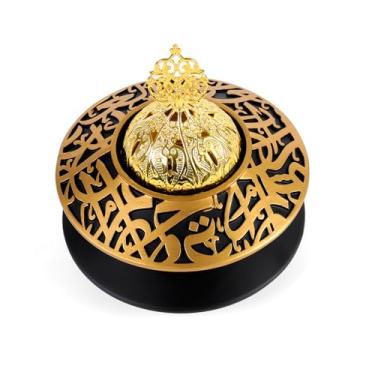 Imagem de TERSCHELLING Queimador de incenso de resina de olíbano, queimador de incenso Bakhoor, queimador de incenso portátil de carvão - para decoração de escritório e casa (com tampa)