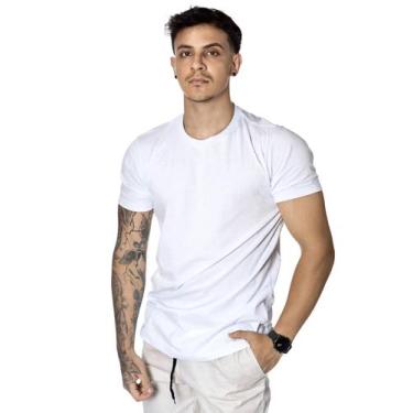 Imagem de Camiseta Masculina Básica Manga Curta Lisa Algodão Slim Fit - Prime St