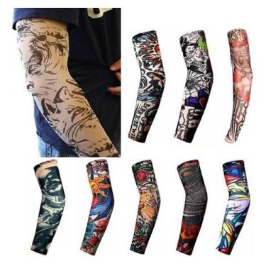 Imagem de Manguito Manga Tipo Tatuagem Falsa Tatoo Par Variados - Qifan