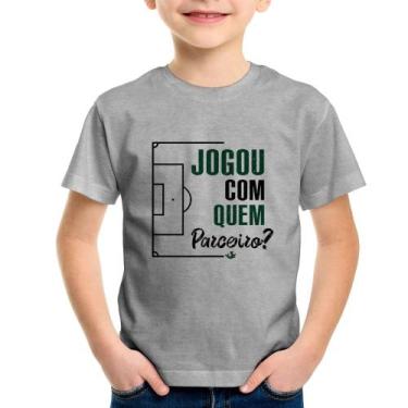 Imagem de Camiseta Infantil Jogou com quem parceiro - Foca na Moda, Cinza, 8