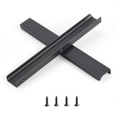 Imagem de sunlithor Puxador de dedo para armários puxadores de gaveta de cozinha cômoda de porta de baixo perfil banheiro longo armário puxadores de alumínio pacote com 10 preto 30 cm fácil instalação