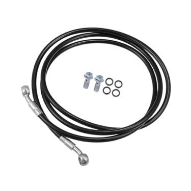 Imagem de Hihaha Mangueira de freio para motocicleta linha de freio hidráulico mangueira de óleo encaixe de tubo para quadriciclo motocicleta motocross corrida bicicleta 180 cm preto 1 conjunto material durável
