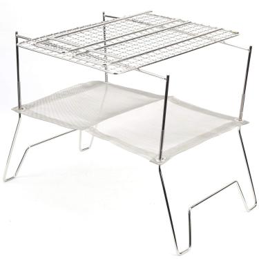 Imagem de fog?o de churrasco ao ar livre de fio de a?o inoxid¨¢vel,Grelha de fogueira dobr¨¢vel, grelha dobr¨¢vel com rede de cozimento para mochila, caminhadas, piqueniques, pesca para churrasco fora de cas