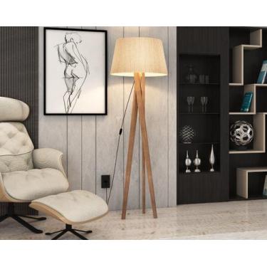 Imagem de Luminária De Chão Flórida Moderna Bivolt Com Pés De Madeira Maciça - M