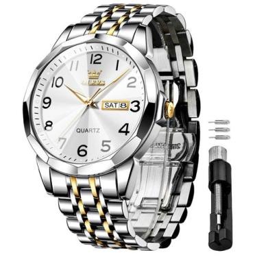 Imagem de Relógio OLEVS White Luxury Dress Analog Quartz para homens