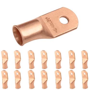 Imagem de Selterm 2/0 AWG 0,63 cm (15 peças), parafusos de fio resistentes UL, extremidades do cabo da bateria, ilhós de cobre nu, conectores de terminal de anel tubular [B75]