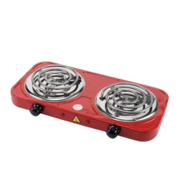 Imagem de Fogão Elétrico Portátil 2 Bocas, 2500W, Cooktop de Mesa, Vermelho 127v