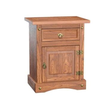 Imagem de Mesa de Cabeceira em Madeira Carvalho Rústico 1 Gaveta 1 Porta Marin Brasil