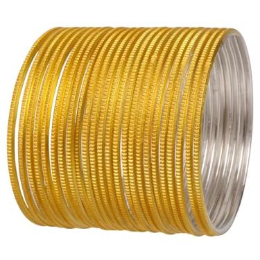 Imagem de Touchstone "Coleção de pulseiras coloridas indiano Bollywood exclusivas cores designer joias especiais tamanho extra grande pulseiras braceletes. Conjunto de 24 para mulheres., M - Circ 7.8 in-Indn Size 2.8-Dia 2.5 in, Metal, Sem pedras preciosas