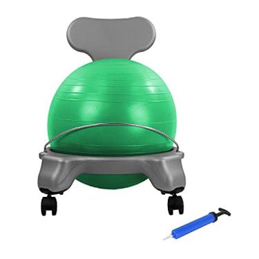 Imagem de CanDo Cadeira de Bola - Plástico - Móvel - Com Costas - Tamanho Infantil - Com Bola Verde de 38 cm