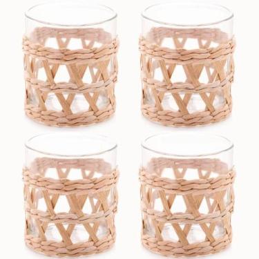 Imagem de Conjunto 4 Copos de Vidro Wolff Baixos com Sisal 320ml Fibra Natural M