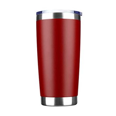 Imagem de EcoMozz Copo de 590 ml de aço inoxidável isolado a vácuo com tampa caneca de viagem de parede dupla, copo de café revestido com pó durável, adequado para bebidas geladas e bebidas quentes (vermelho 1