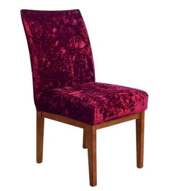 Imagem de Kit 4 Capa de Cadeira Veludo Mesa Sala Jantar Vinho - Charme do Detalh