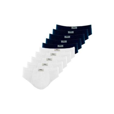 Imagem de Kit com 10 Cuecas Slip Mash 074.59 Plus Size Colorido, Azul marinho, X