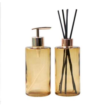 Imagem de Jogo de difusor e porta sabonete liquido de vidro lavabo - FWB, ÂMBAR