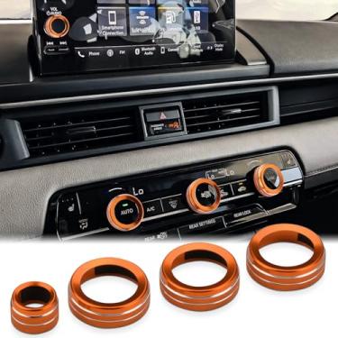 Imagem de Auovo Tampas de botão de controle de volume A/C compatíveis com Honda Pilot 2023 2024 acessórios console central botão botão botão acabamento decoração interior do carro (laranja)