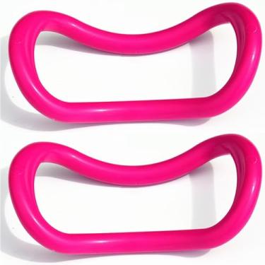 Imagem de ABPWO 2 anéis de ioga para panturrilhas, anel circular de pilates, anéis de fitness para ioga, pilates, exercícios de ginástica (rosa vermelha)