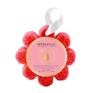 Imagem de SPONGELLÉ Spongelle Grapefruit Cassis Wild Flower Loofah Body Scrubber | Banho E Ducha Loofah Para Mulheres | Body Scrubber Exfoliator Com Body Wash Infused Sponge | 14+ Usos | Zesty Grapefruit, Cass