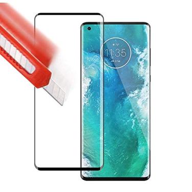 Imagem de UPONEW Pacote com 2 protetores de tela de vidro temperado preto 3D capa transparente para Motorola Moto Edge 2020 XT2063 XT2063-3 6,7 polegadas